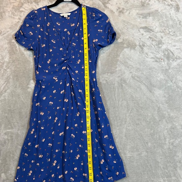 American Eagle Mini Dress Women's XS Blue Ditsy Floral Babydoll Cap Sleeve YTK - Picture 6 of 9